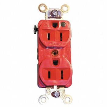 HUBBELL Receptacle Duplex 15A 5-15R 125V Red, 2LBY5