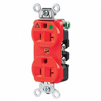 HUBBELL Receptacle Duplex 20A 5-20R 125V Red, 2LBY6