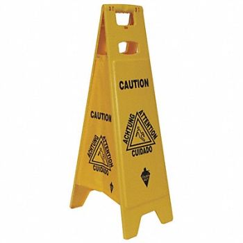 TOUGH GUY Floor Sign Yellow Polypropylene 37 in H, 2LEA9