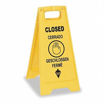 TOUGH GUY Floor Sign Yellow Polypropylene 24 in H, 2LEB1