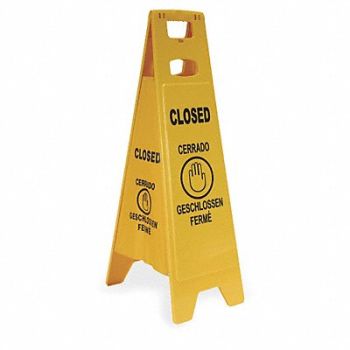 TOUGH GUY Floor Sign Yellow Polypropylene 37 in H, 2LEB2