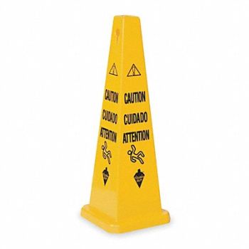 TOUGH GUY Safety Cone Yellow Polypropylene 36 in H, 2LEC5