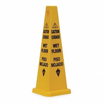 TOUGH GUY Safety Cone Yellow Polypropylene 36 in H, 2LEC6