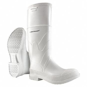 DUNLOP Rubber Boot Men s 13 Knee White PR, 2LMD3