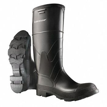 DUNLOP D0322 Rubber Boot Men s 13 Knee Black PR, 2LME2