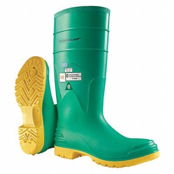 DUNLOP D0328 Rubber Boot Men s 15 Knee Green PR, 2LMF3