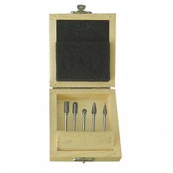 WESTWARD Carbide Bur Set Dbl Cut 1/8 5pcs, 2LYT5