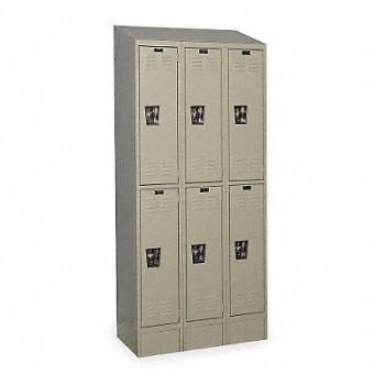 HALLOWELL D4823 Wrdrb Lockr Lvrd 3 Wide 2 Tier Tan, 2LYZ7