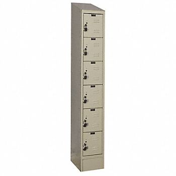 HALLOWELL D4835 Box Lockr Lvred 1 Wide 6 Tier Tan, 2LZA9