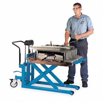 BISHAMON Scissor Lift Cart 2200 lb Steel Fixed, 9NRZ2