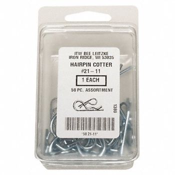 GRAINGER APPROVED Hairpin Cotter Asst Zinc 50 Pcs 5 Sizes, 2MVP7