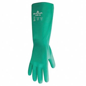 SHOWA D0505 Chemical Resistant Gloves Green Sz 10 PR, 4JF20