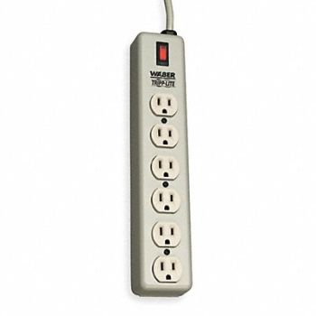 TRIPP LITE Outlet Strip 6 Outlet 15A 12-1/2 L Beg, 2MY43