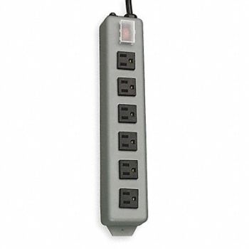 TRIPP LITE Outlet Strip 6 Outlet 15A 12-1/2 L Gry, 2MY54