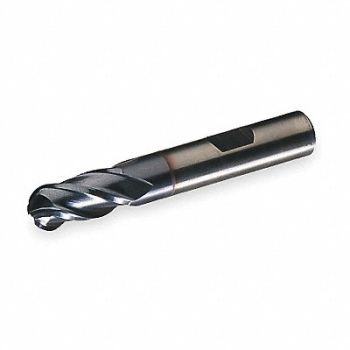 CLEVELAND Ball End Mill Single End 3/8 Cobalt, 2NFV3