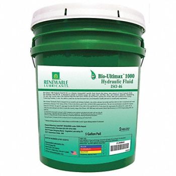 RENEWABLE LUBRICANTS Hydraulic Oil Bio Ultimax 1000 5 Gal 46, 2NMW2