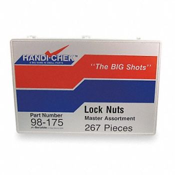 ITW BEE LEITZKE Hx LockNt Asrt Zinc Plated Steel 267PK, 2NRY9