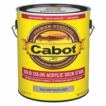 CABOT Solid StainDriftwood GrayLow Lustre 1gal, 2NTD8