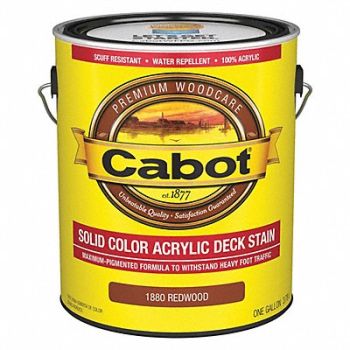 CABOT Solid Acryl StainRedwoodLowLustre 1 gal., 2NTD9
