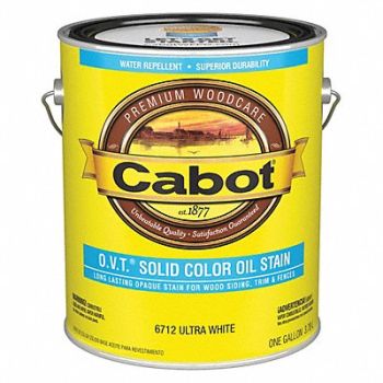 CABOT Solid Oil Stain Ultra White Flat 1 gal., 2NTF8