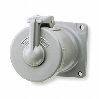 HUBBELL Pn Slv Rec Gray 100 A 2Pl Single, 2NVT5