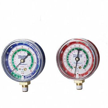YELLOW JACKET Gauge 2-1/2 In Dia Low Side Blue 120 psi, 2NXD9