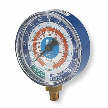 YELLOW JACKET Gauge 3-1/8 In Dia Low Side Blue 350 psi, 2NXE2