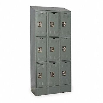 HALLOWELL D4829 Wardrobe Locker Lvrd 3 Wide 3 Tier Gray, 2PFP9