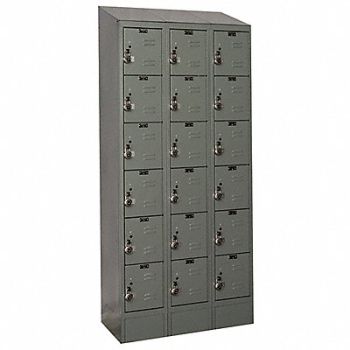 HALLOWELL D4832 Box Locker Louvered 3 Wide 6 Tier Gray, 2PFR2