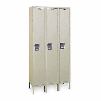 HALLOWELL K4094 Wrdrb Lockr Solid 3 Wide 1 Tier Tan, 2PGG8