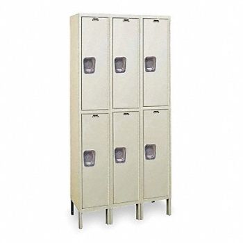 HALLOWELL K4120 Wrdrb Lockr Solid 3 Wide 2 Tier Tan, 2PGH1
