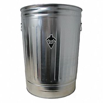 TOUGH GUY Utility Container 31 gal Silver, 2PYW6