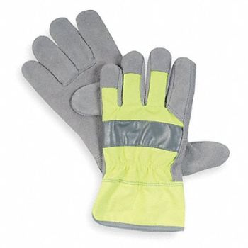 CONDOR D1683 Leather Gloves Hi-Vis Green XL PR, 2RA30