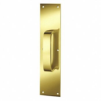 ROCKWOOD Pull Plate Rectangle Grip Brass 4 x16 In, 2RGV6