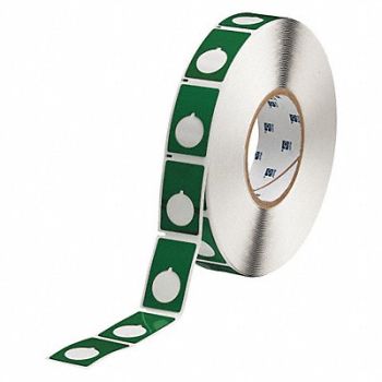 BRADY Label Green Glossy Polyester 1-13/64 W, 2RGZ4