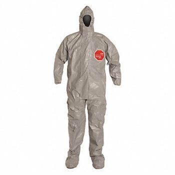 DUPONT Hooded Coverall w/Socks Gray 3XL PK6, 2RKU4