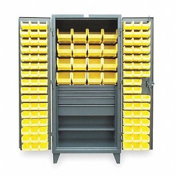 STRONG HOLD Bin Cabinet Gray 78 x36 x24 111YllwBns, 2RNF1