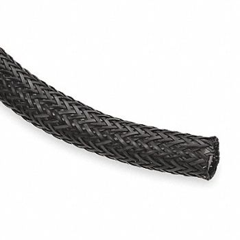 TECHFLEX Braided Sleeving 2.000 in 25 ft Black, 2RPD7