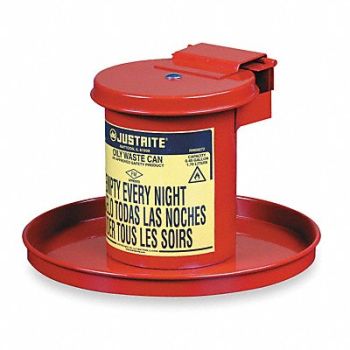 JUSTRITE Drain Can 1/2 gal Red Galvanized Steel, 2RYG8
