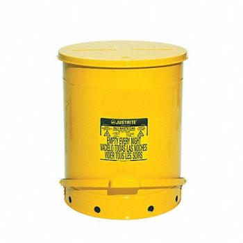 JUSTRITE F8461 Oily Waste Can 21 gal Steel Yellow, 2RYH4
