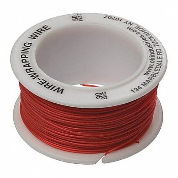 OK INDUSTRIES Wire Wrapping Wire 30 AWG Red 50ft, 2TDU1