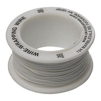 OK INDUSTRIES Wire Wrapping Wire 30 AWG Wht 50ft, 2TDU5