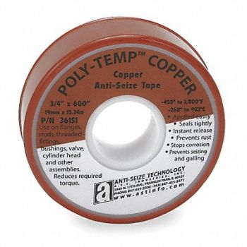 ANTI-SEIZE TECHNOLOGY Anti-Seize Tape 1/2 W Copper, 2TE42