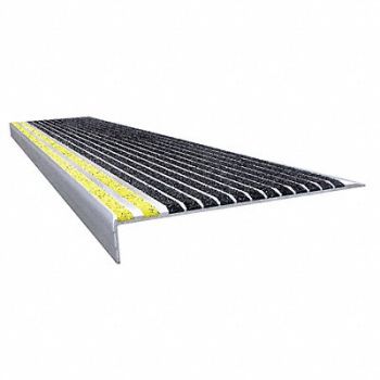 WOOSTER Stair Tread Blk/Ylw 36in W Extruded Alum, 2TVA5