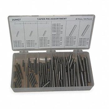 GRAINGER APPROVED Taper Pin Asst Std Stl 100 Pcs 46 Sizes, 2UHG7