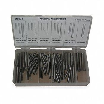 GRAINGER APPROVED Taper Pin Asst Std Stl 120 Pcs 15 Sizes, 2UHG8