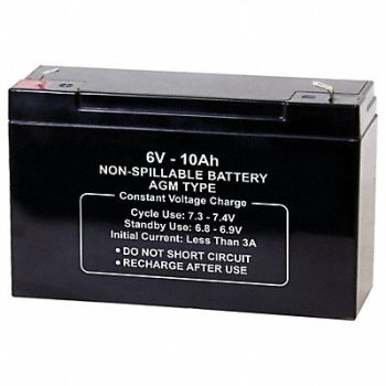 GRAINGER APPROVED Battery 6VDC 10Ah 0.187 Faston, 2UKH2