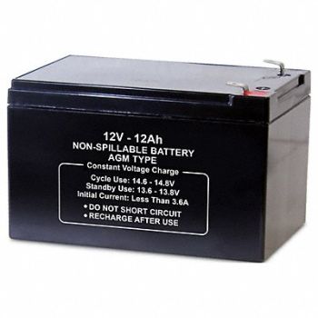 GRAINGER APPROVED Battery 12VDC 12Ah 0.250 Faston, 2UKH3