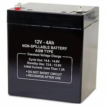GRAINGER APPROVED Battery 12VDC 4Ah 0.187 Faston, 2UKJ1