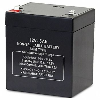 GRAINGER APPROVED Battery 12VDC 5Ah 0.187 Faston, 2UKJ3